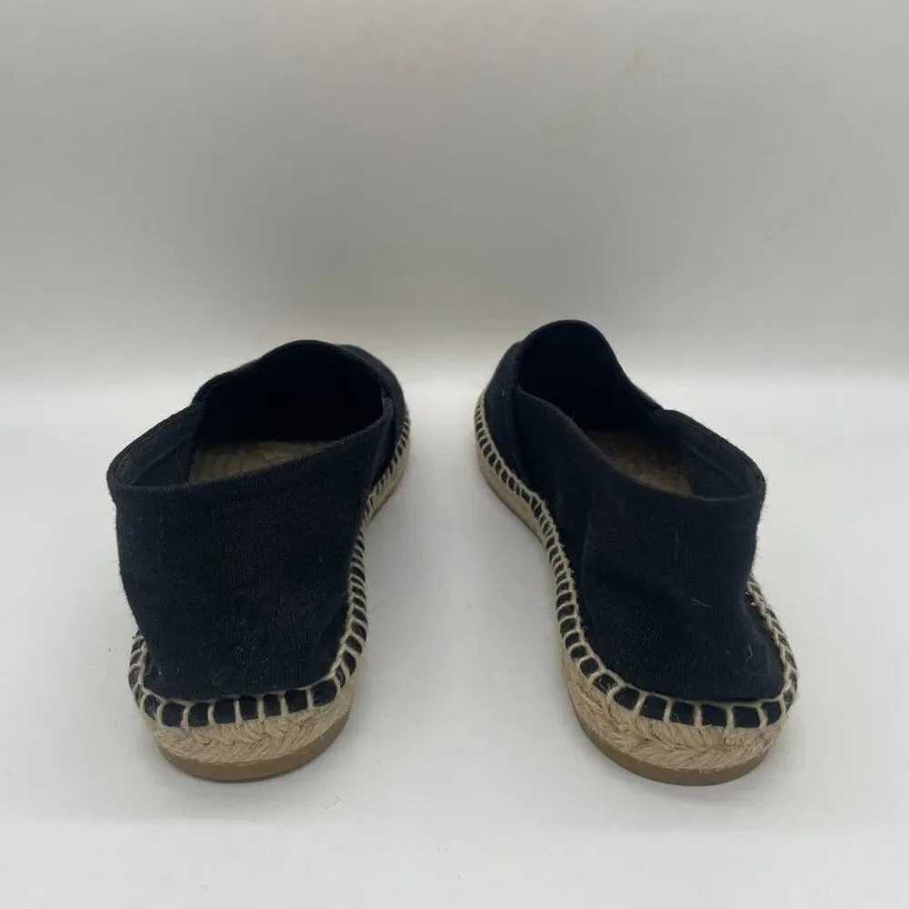 New J.Crew Womens Black Canvas‎ Espadrille Flats Shoe Sz 8.5 Preppy Minimalist